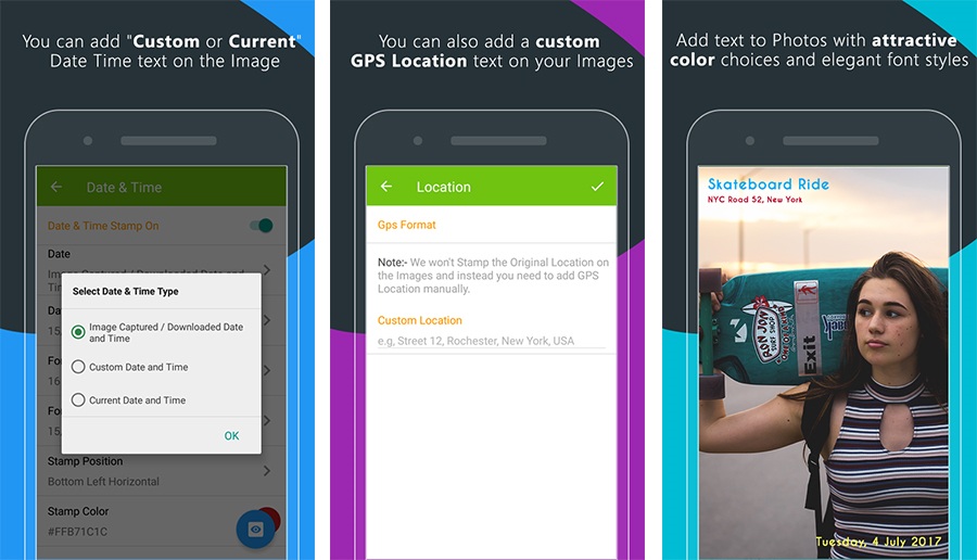 Inbuilt Screens of Add Text and Timestamp to Gallery Photos Application